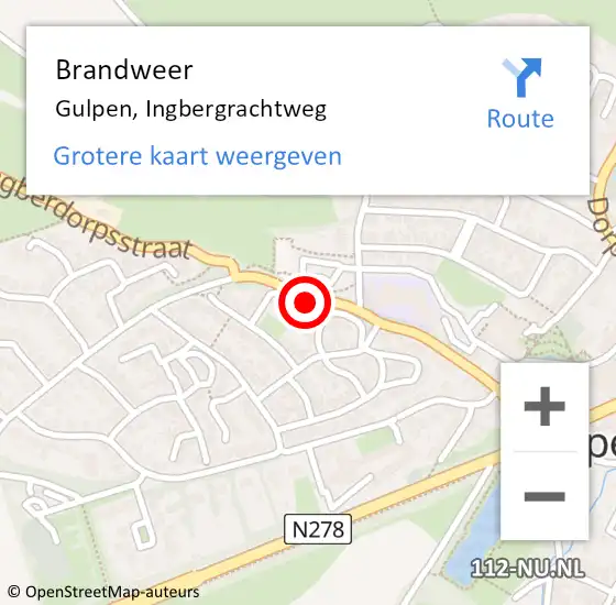 Locatie op kaart van de 112 melding: Brandweer Gulpen, Ingbergrachtweg op 21 oktober 2014 16:11