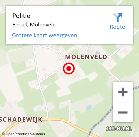 Locatie op kaart van de 112 melding: Politie Eersel, Molenveld op 28 september 2024 15:18