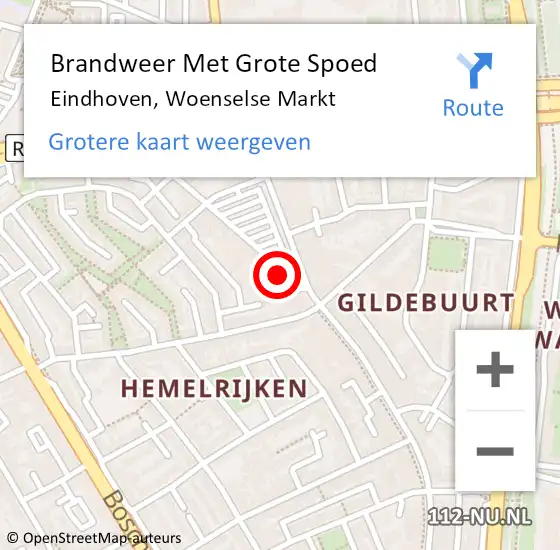 Locatie op kaart van de 112 melding: Brandweer Met Grote Spoed Naar Eindhoven, Woenselse Markt op 28 september 2024 15:27