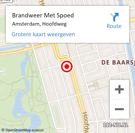 Locatie op kaart van de 112 melding: Brandweer Met Spoed Naar Amsterdam, Hoofdweg op 28 september 2024 15:27