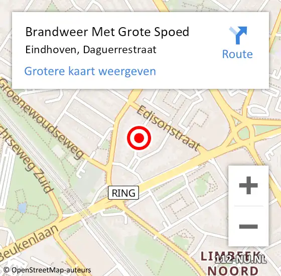 Locatie op kaart van de 112 melding: Brandweer Met Grote Spoed Naar Eindhoven, Daguerrestraat op 28 september 2024 15:29