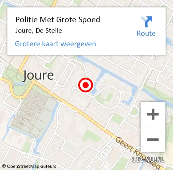 Locatie op kaart van de 112 melding: Politie Met Grote Spoed Naar Joure, De Stelle op 28 september 2024 15:41