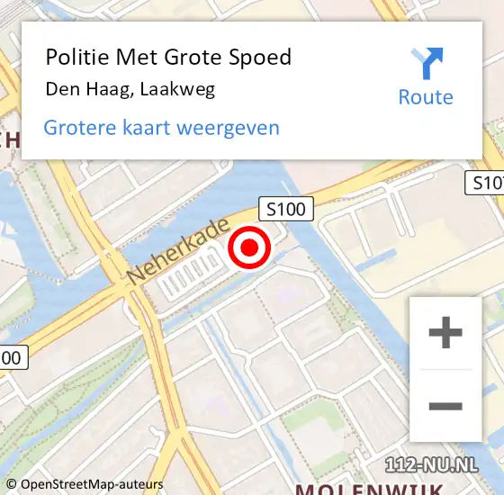 Locatie op kaart van de 112 melding: Politie Met Grote Spoed Naar Den Haag, Laakweg op 28 september 2024 15:42