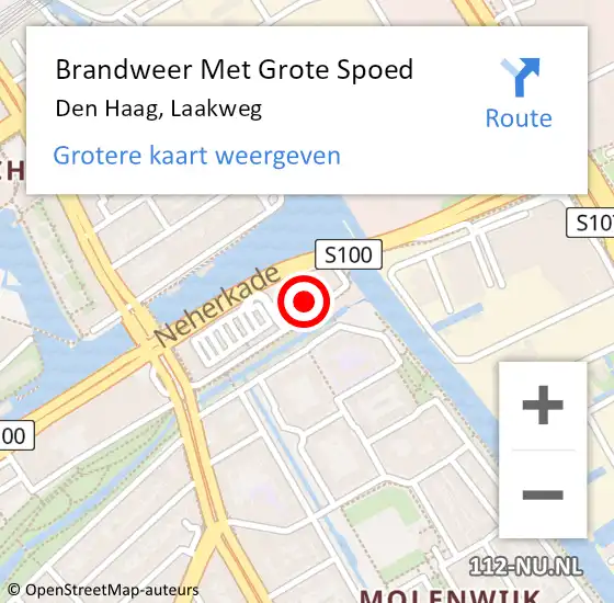 Locatie op kaart van de 112 melding: Brandweer Met Grote Spoed Naar Den Haag, Laakweg op 28 september 2024 15:42