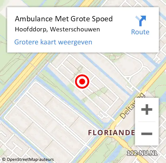 Locatie op kaart van de 112 melding: Ambulance Met Grote Spoed Naar Hoofddorp, Westerschouwen op 28 september 2024 15:53