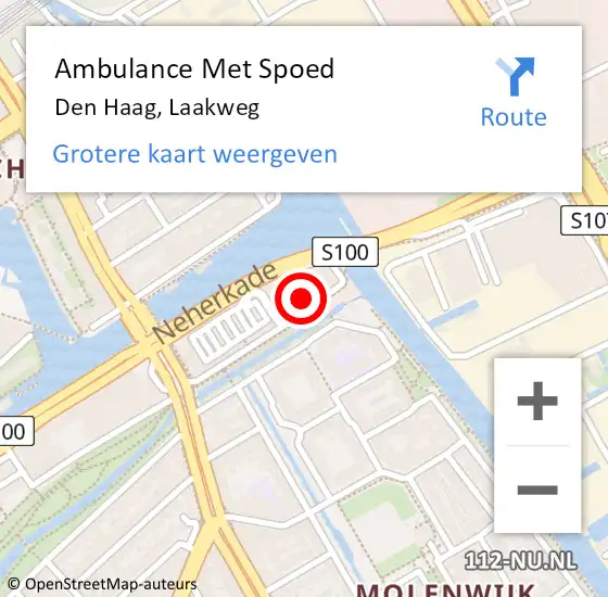 Locatie op kaart van de 112 melding: Ambulance Met Spoed Naar Den Haag, Laakweg op 28 september 2024 15:54