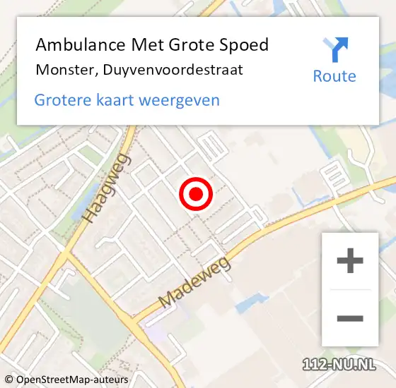 Locatie op kaart van de 112 melding: Ambulance Met Grote Spoed Naar Monster, Duyvenvoordestraat op 28 september 2024 16:06