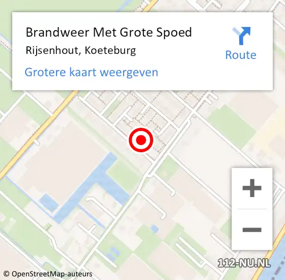 Locatie op kaart van de 112 melding: Brandweer Met Grote Spoed Naar Rijsenhout, Koeteburg op 28 september 2024 16:16