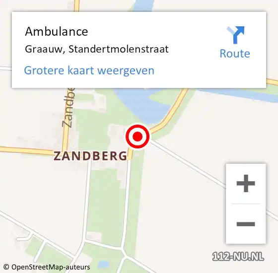 Locatie op kaart van de 112 melding: Ambulance Graauw, Standertmolenstraat op 21 oktober 2014 16:19