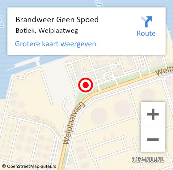 Locatie op kaart van de 112 melding: Brandweer Geen Spoed Naar Botlek, Welplaatweg op 28 september 2024 16:32