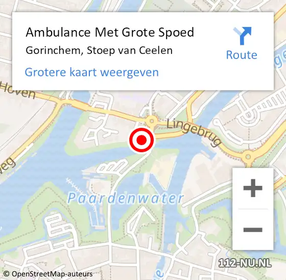 Locatie op kaart van de 112 melding: Ambulance Met Grote Spoed Naar Gorinchem, Stoep van Ceelen op 28 september 2024 16:33