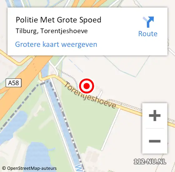 Locatie op kaart van de 112 melding: Politie Met Grote Spoed Naar Tilburg, Torentjeshoeve op 28 september 2024 16:37