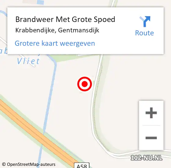 Locatie op kaart van de 112 melding: Brandweer Met Grote Spoed Naar Krabbendijke, Gentmansdijk op 28 september 2024 16:47