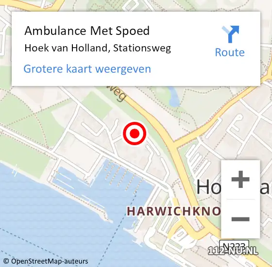 Locatie op kaart van de 112 melding: Ambulance Met Spoed Naar Hoek van Holland, Stationsweg op 28 september 2024 16:50