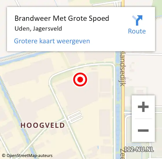 Locatie op kaart van de 112 melding: Brandweer Met Grote Spoed Naar Uden, Jagersveld op 28 september 2024 17:00