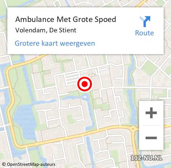 Locatie op kaart van de 112 melding: Ambulance Met Grote Spoed Naar Volendam, De Stient op 28 september 2024 17:14