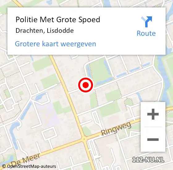 Locatie op kaart van de 112 melding: Politie Met Grote Spoed Naar Drachten, Lisdodde op 28 september 2024 17:27