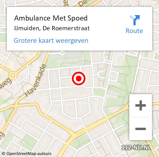 Locatie op kaart van de 112 melding: Ambulance Met Spoed Naar IJmuiden, De Roemerstraat op 28 september 2024 17:37