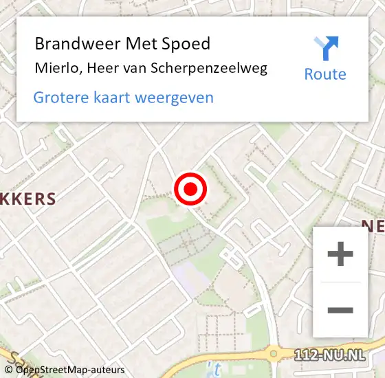 Locatie op kaart van de 112 melding: Brandweer Met Spoed Naar Mierlo, Heer van Scherpenzeelweg op 28 september 2024 17:48