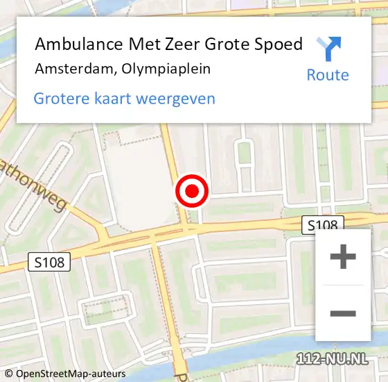 Locatie op kaart van de 112 melding: Ambulance Met Zeer Grote Spoed Naar Amsterdam, Olympiaplein op 28 september 2024 17:53