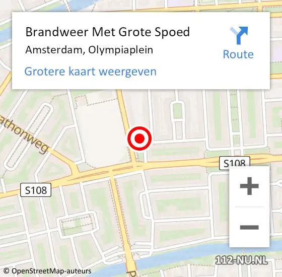 Locatie op kaart van de 112 melding: Brandweer Met Grote Spoed Naar Amsterdam, Olympiaplein op 28 september 2024 17:53