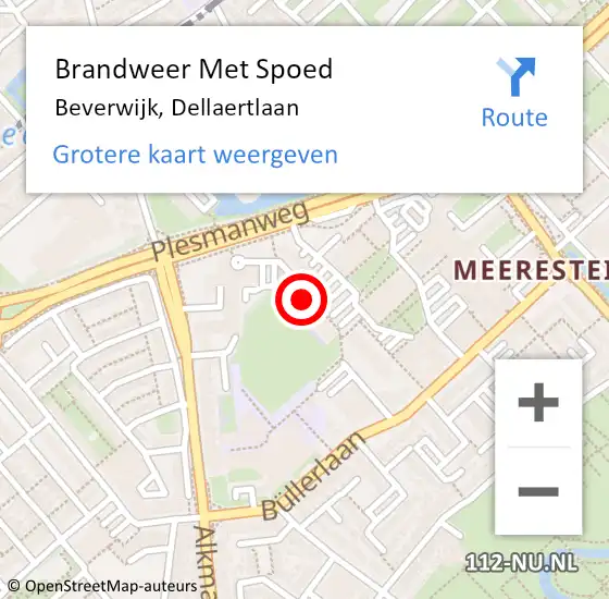 Locatie op kaart van de 112 melding: Brandweer Met Spoed Naar Beverwijk, Dellaertlaan op 28 september 2024 18:02