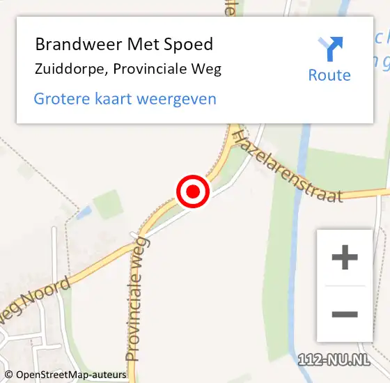 Locatie op kaart van de 112 melding: Brandweer Met Spoed Naar Zuiddorpe, Provinciale Weg op 21 oktober 2014 16:29