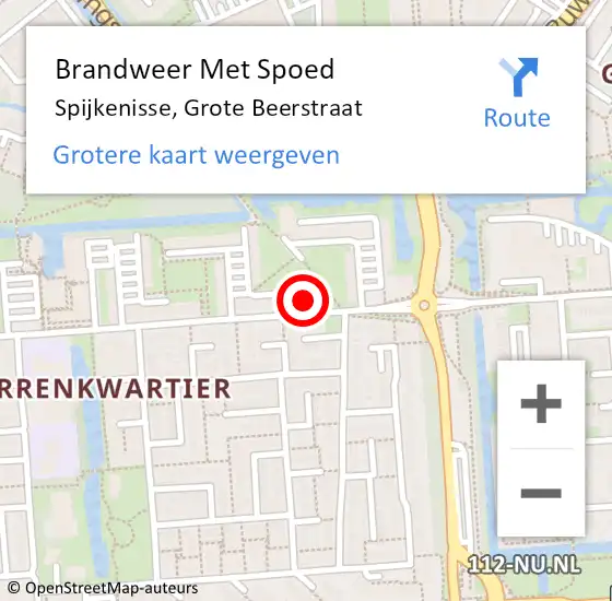 Locatie op kaart van de 112 melding: Brandweer Met Spoed Naar Spijkenisse, Grote Beerstraat op 28 september 2024 18:06