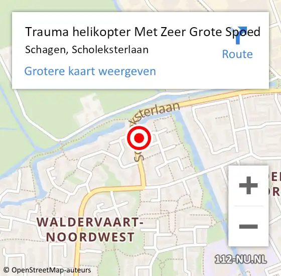 Locatie op kaart van de 112 melding: Trauma helikopter Met Zeer Grote Spoed Naar Schagen, Scholeksterlaan op 28 september 2024 18:06