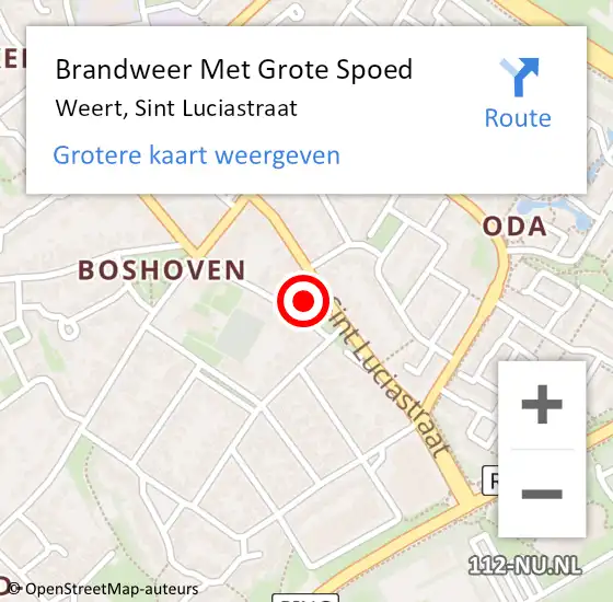 Locatie op kaart van de 112 melding: Brandweer Met Grote Spoed Naar Weert, Sint Luciastraat op 28 september 2024 18:07