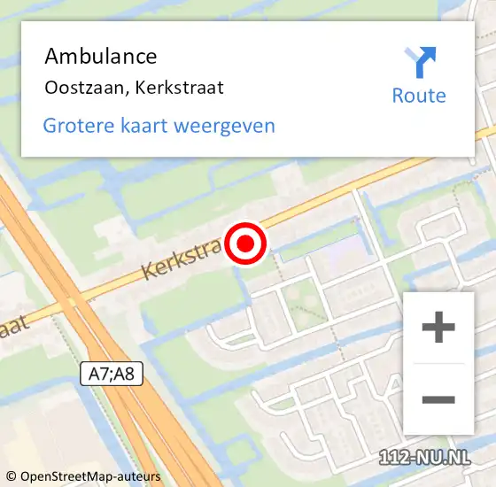 Locatie op kaart van de 112 melding: Ambulance Oostzaan, Kerkstraat op 28 september 2024 18:16