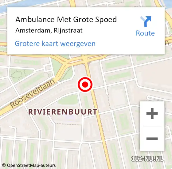 Locatie op kaart van de 112 melding: Ambulance Met Grote Spoed Naar Amsterdam, Rijnstraat op 28 september 2024 18:18