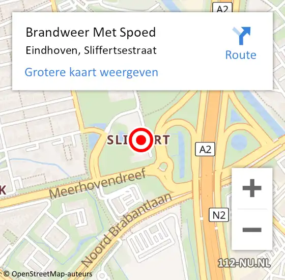 Locatie op kaart van de 112 melding: Brandweer Met Spoed Naar Eindhoven, Sliffertsestraat op 28 september 2024 18:24