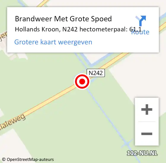 Locatie op kaart van de 112 melding: Brandweer Met Grote Spoed Naar Hollands Kroon, N242 hectometerpaal: 61,1 op 28 september 2024 18:34