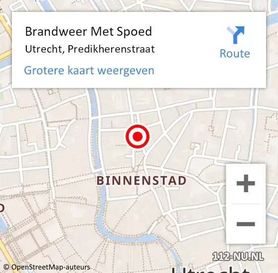 Locatie op kaart van de 112 melding: Brandweer Met Spoed Naar Utrecht, Predikherenstraat op 28 september 2024 18:35