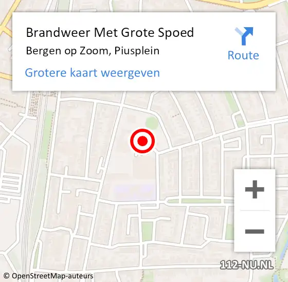 Locatie op kaart van de 112 melding: Brandweer Met Grote Spoed Naar Bergen op Zoom, Piusplein op 28 september 2024 18:53