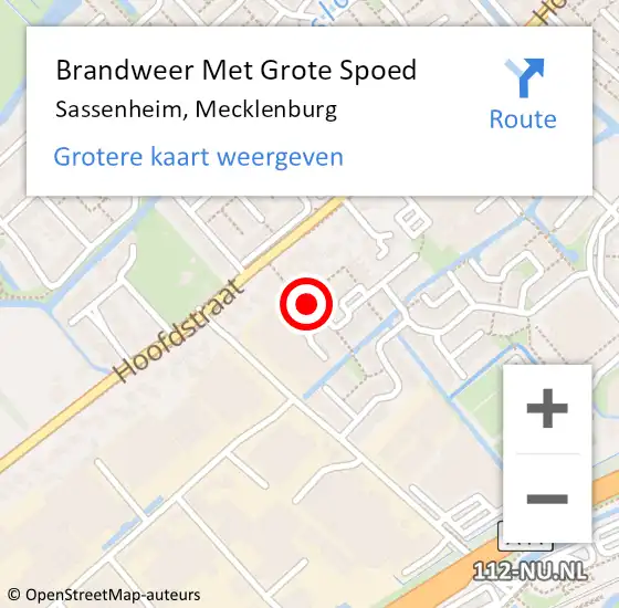 Locatie op kaart van de 112 melding: Brandweer Met Grote Spoed Naar Sassenheim, Mecklenburg op 28 september 2024 18:55