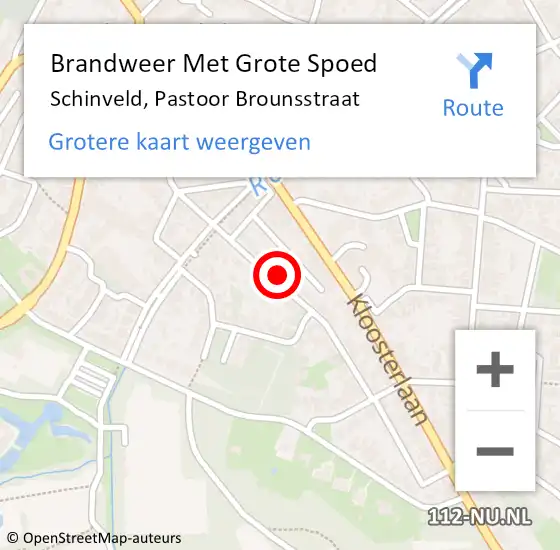 Locatie op kaart van de 112 melding: Brandweer Met Grote Spoed Naar Schinveld, Pastoor Brounsstraat op 28 september 2024 18:56