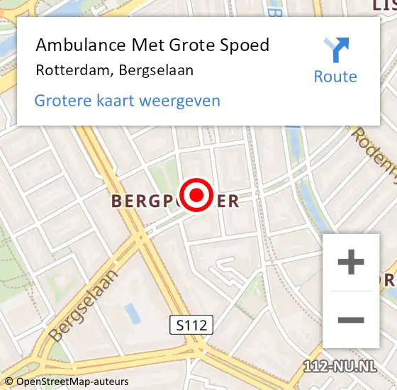 Locatie op kaart van de 112 melding: Ambulance Met Grote Spoed Naar Rotterdam, Bergselaan op 28 september 2024 18:57