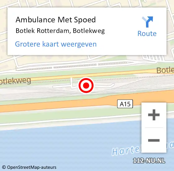 Locatie op kaart van de 112 melding: Ambulance Met Spoed Naar Botlek, Botlekweg op 21 oktober 2014 16:37