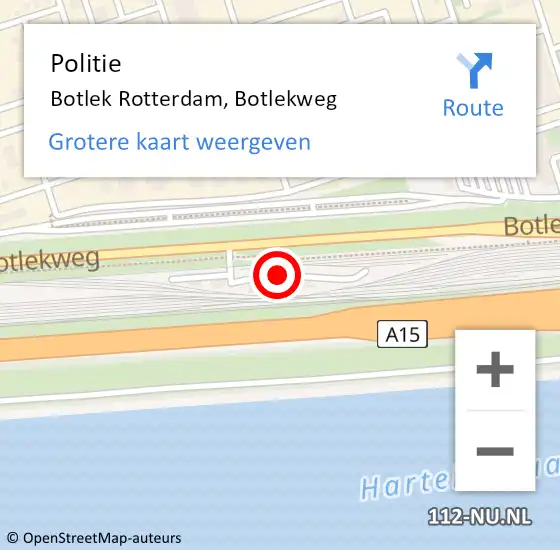 Locatie op kaart van de 112 melding: Politie Botlek, Botlekweg op 21 oktober 2014 16:38