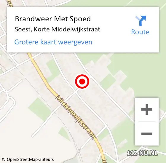 Locatie op kaart van de 112 melding: Brandweer Met Spoed Naar Soest, Korte Middelwijkstraat op 28 september 2024 19:27