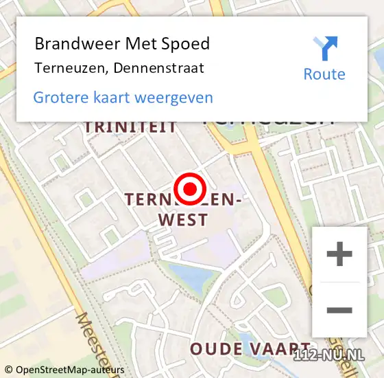 Locatie op kaart van de 112 melding: Brandweer Met Spoed Naar Terneuzen, Dennenstraat op 28 september 2024 19:56