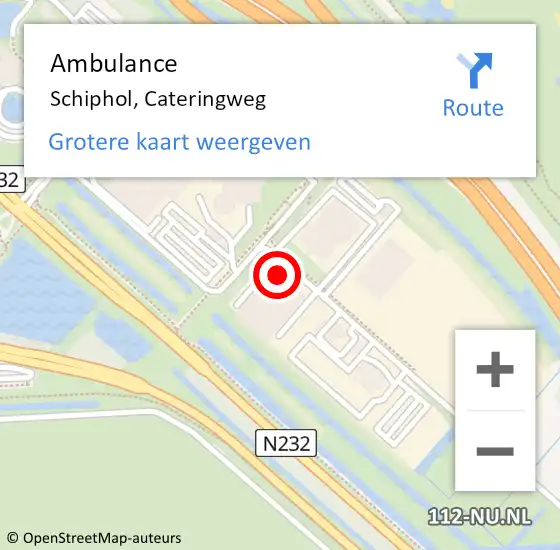 Locatie op kaart van de 112 melding: Ambulance Schiphol, Cateringweg op 28 september 2024 19:57