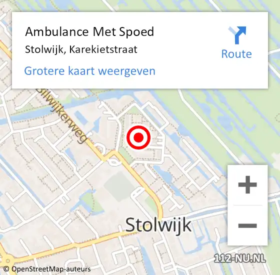 Locatie op kaart van de 112 melding: Ambulance Met Spoed Naar Stolwijk, Karekietstraat op 28 september 2024 20:01