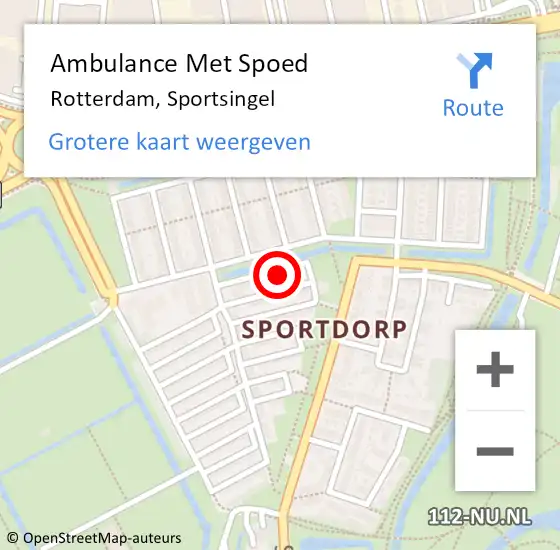 Locatie op kaart van de 112 melding: Ambulance Met Spoed Naar Rotterdam, Sportsingel op 28 september 2024 20:25