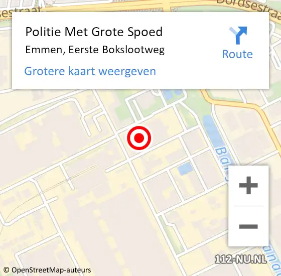 Locatie op kaart van de 112 melding: Politie Met Grote Spoed Naar Emmen, Eerste Bokslootweg op 28 september 2024 20:33