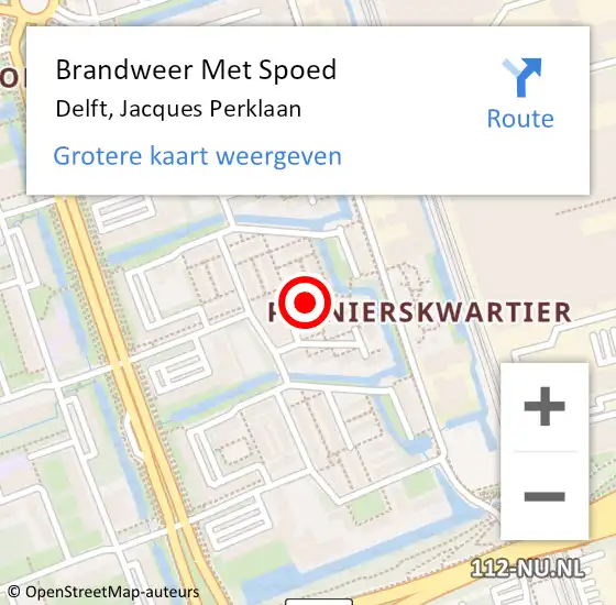 Locatie op kaart van de 112 melding: Brandweer Met Spoed Naar Delft, Jacques Perklaan op 28 september 2024 20:45