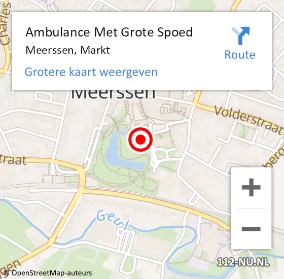 Locatie op kaart van de 112 melding: Ambulance Met Grote Spoed Naar Meerssen, Markt op 28 september 2024 20:49