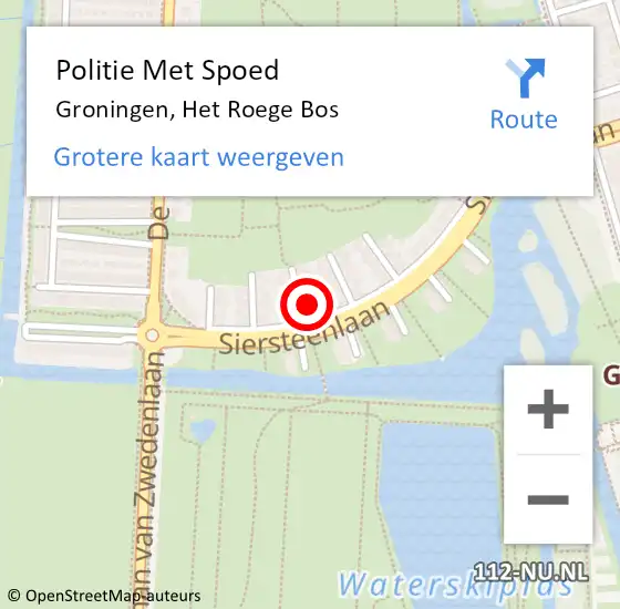 Locatie op kaart van de 112 melding: Politie Met Spoed Naar Groningen, Het Roege Bos op 28 september 2024 20:52